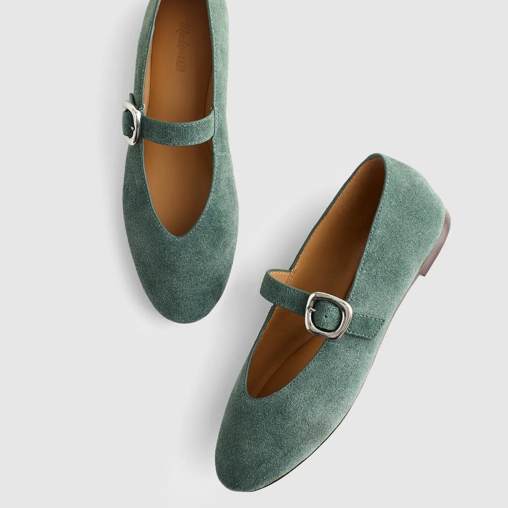 Madewell The Remy Mary Jane Flat in Architect Green, Size 7.5 - Picture 1 of 9